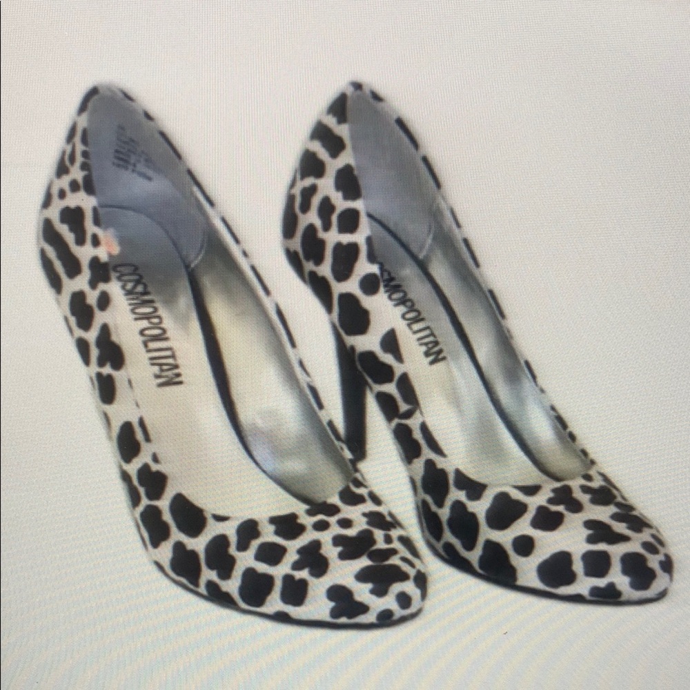 Cosmopolitan Black & White Leopard Print High Heels Women’s 6